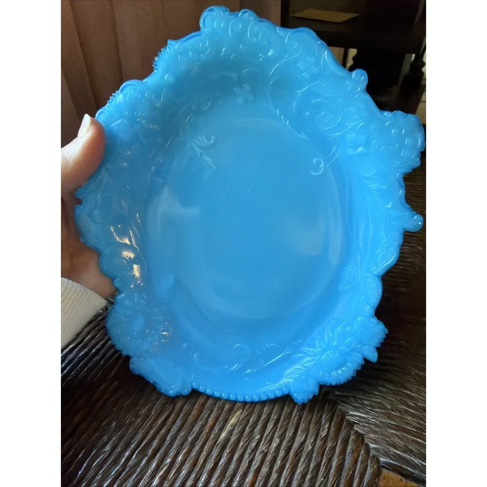 1880's Dithridge USA Blue Milk Glass 7.5×5.5